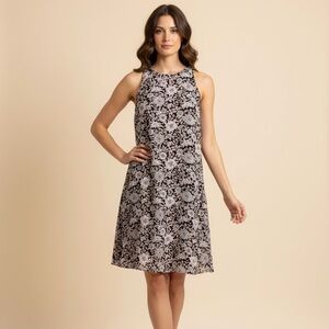 Lila Rose Asymmetrical Dress - Black and White Floral